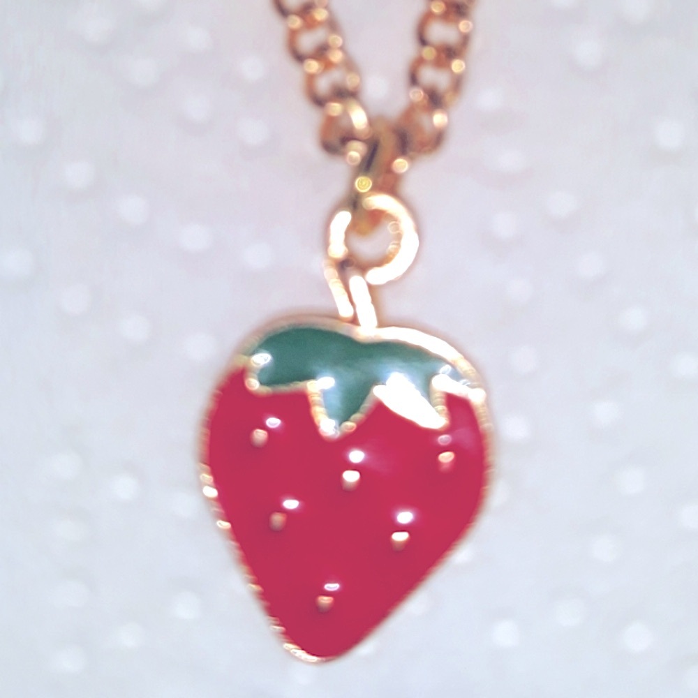 Strawberry Field Necklace 18-22" Chain Lobster Clasp Feminine Dainty Cute NEW - Picture 2 of 7
